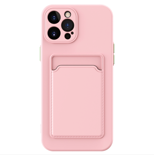 Skin Feel Card Slot Contrast Colour Button TPU Phone Case - For iPhone 15 Pro - mosaccessories